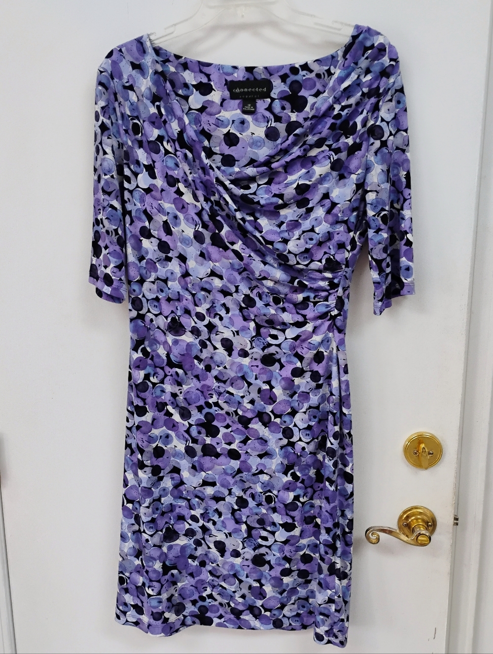 Connected Apparel Purple Cowl Neck Dress Size 12